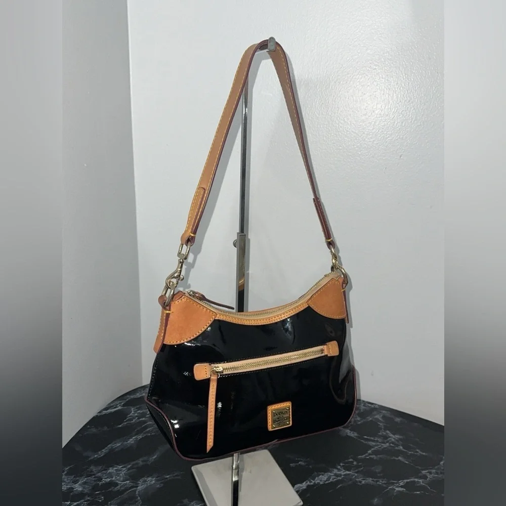 DOONEY & BOURKE Patent Small Hobo Black Shiny Patent Leather AUTHENTIC